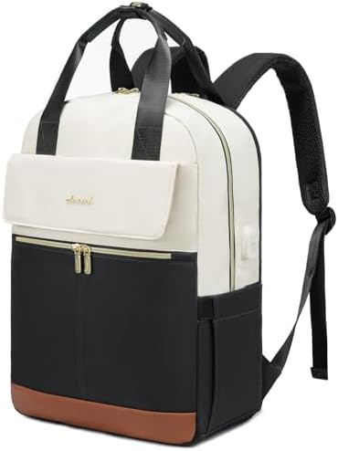 41sn6vg62hl. ac .jpg LOVEVOOK Damen Rucksack, 15,6 Zoll Laptop Schulrucksack, Wasserdicht, Reiserucksack, Beige OEKO-TEX STANDARD 100