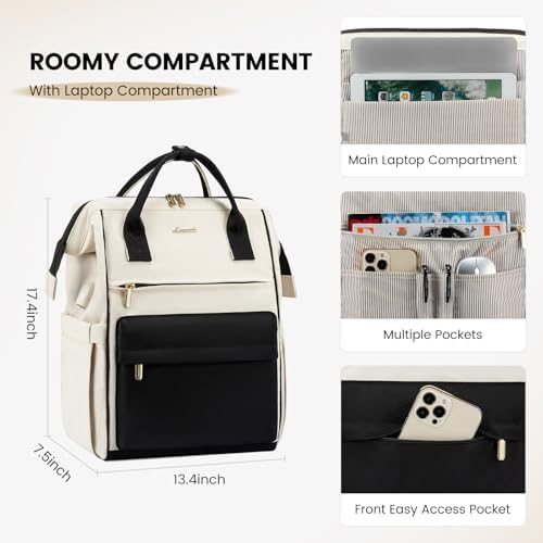 41suvesbgll. ac .jpg LVOOK Rucksack Damen 15,6 Zoll Laptop Schulrucksack Wasserdicht mit USB & Laptopfach, ideal für Arbeit, Schule & Uni, Re