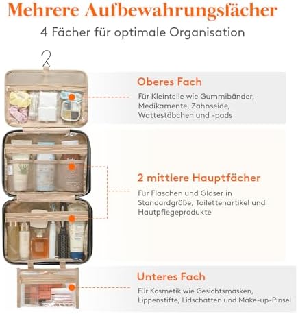 41scjodukbl. ac .jpg Lifewit Reise Kulturbeutel Damen zum Aufhängen mit Organizer Funktion Groß Pink Recycled Claim Standard 100