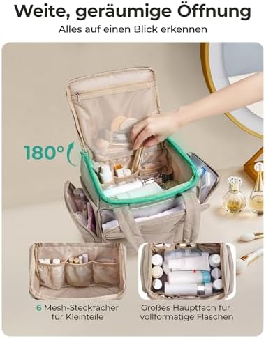 41swwbqivpl. ac .jpg Reise-Kulturbeutel Bagsmart, große Multi Taschen, für Frauen, zur Reise und Urlaubsplanung, mit vielen Taschen und Griff