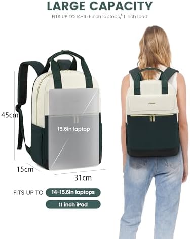 41sxhz1 tsl. ac .jpg LOVEVOOK Damen Rucksack, 15,6 Zoll Laptop Schulrucksack, Wasserdicht, Reiserucksack, Beige OEKO-TEX STANDARD 100