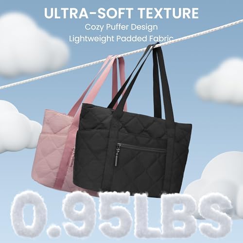 41ty5uponpl. ac .jpg Befen Puffer Tote Bag Damen Groß Handtasche Sporttasche Tragbare Laptoptasche 15,6 Zoll mit Reißverschluss für Reisen, S