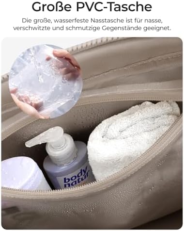 41tzpi8fmzl. ac 2.jpg Bagsmart Puffer Reisetasche Damen 24L Wasserabweisend Travel Bag Fitness Kamel