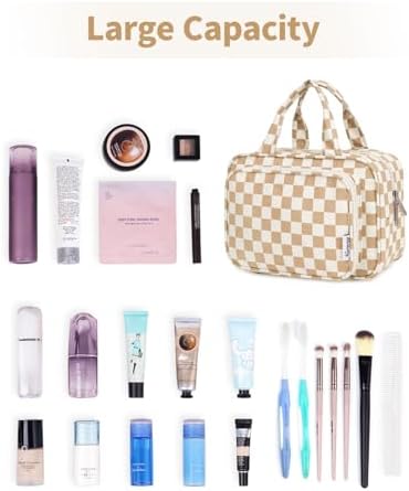 41timopdeyl. ac .jpg Narwey Damen Waschtasche Groß & Kosmetiktasche für Herren & Kinder (Kleine Graublaue Blume)