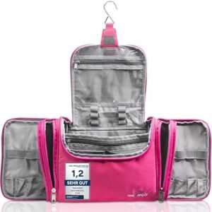 TRAVANDO Groß Kulturbeutel für Damen mit Maxi Beauty Case zum Aufhängen Pink
