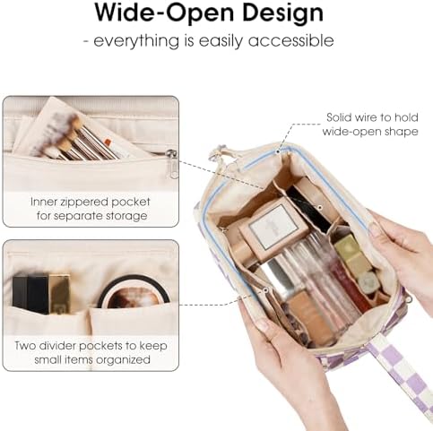 41u0 ahm8l. ac 1.jpg Narwey Minzgrün Kulturtasche Damen Reise Make-up-Tasche Weit Offene Tasche Kosmetiktasche