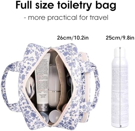 41ub2ugqfzl. ac .jpg Narwey Damen Waschtasche Groß & Kosmetiktasche für Herren & Kinder (Kleine Graublaue Blume)