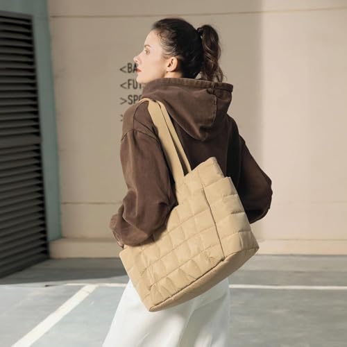 41umvtdpdl. ac .jpg Befen Puffer Tote Bag Damen Groß Handtasche Sporttasche Tragbare Laptoptasche 15,6 Zoll mit Reißverschluss für Reisen, S