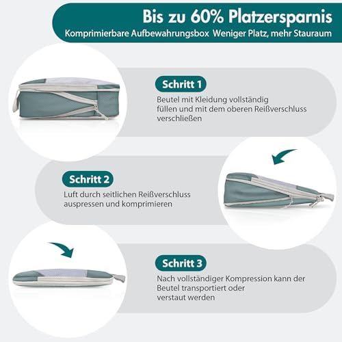 41utatly8fl. ac .jpg Vonsera Koffer Organizer 10-teilig Wasserdicht Atmungsaktiv Reise Grau