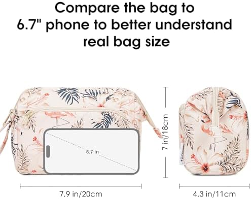 41v0gl1vhxl. ac 1.jpg Narwey Minzgrün Kulturtasche Damen Reise Make-up-Tasche Weit Offene Tasche Kosmetiktasche