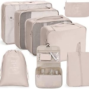 OSDUE Koffer Organizer Set, Wasserdichte Packing Cubes, Reise Kleidertaschen (Beige) OSDUE Koffer Organizer Set, Packt