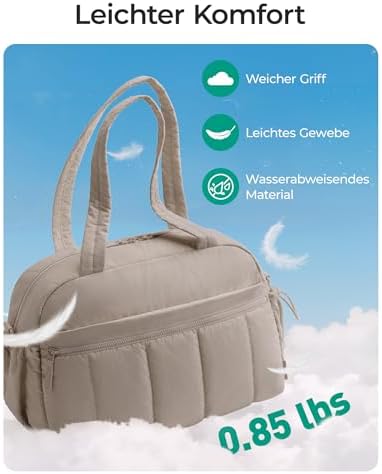 41vtidctafl. ac 2.jpg Bagsmart Puffer Reisetasche Damen 24L Wasserabweisend Travel Bag Fitness Kamel