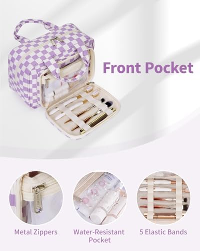 41wmvjqongl. ac .jpg Narwey Damen Waschtasche Groß & Kosmetiktasche für Herren & Kinder (Kleine Graublaue Blume)