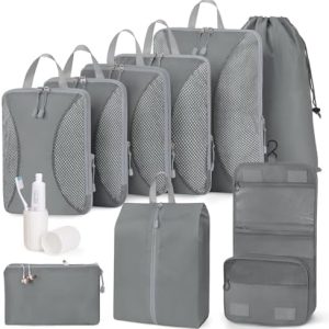 Anjing Anjing Packing Cubes Kompression 10-teiliges Koffer Organizer Set mit Komprimierbaren Packwürfeln für Reisen