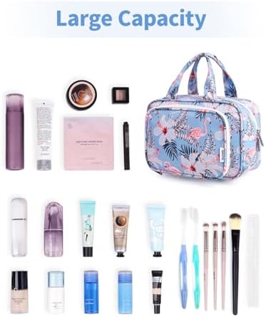 41wxg3e5tnl. ac .jpg Narwey Damen Waschtasche Groß & Kosmetiktasche für Herren & Kinder (Kleine Graublaue Blume)