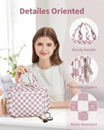 41x0ld6uvl. ac .jpg Narwey Damen Waschtasche Groß & Kosmetiktasche für Herren & Kinder (Kleine Graublaue Blume)