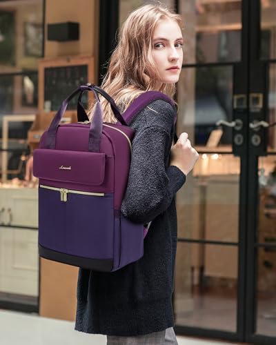 41xgjlqtynl. ac .jpg LOVEVOOK Damen Rucksack, 15,6 Zoll Laptop Schulrucksack, Wasserdicht, Reiserucksack, Beige OEKO-TEX STANDARD 100