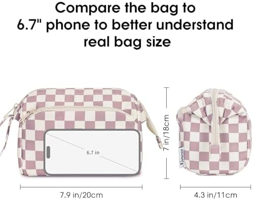 41xb5gcsdvl. ac 1.jpg Narwey Minzgrün Kulturtasche Damen Reise Make-up-Tasche Weit Offene Tasche Kosmetiktasche