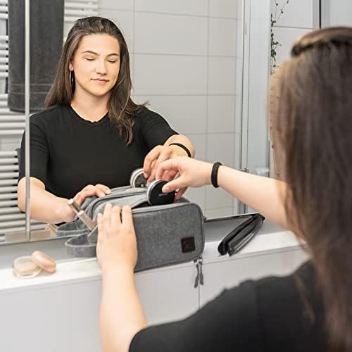 41xq798dg2l. ac 1.jpg Obics Kulturbeutel Gross grau 8L XL - für Herren & Damen - zum Aufhängen & mit Spiegel - 10 Fächer - ideal für Camping &