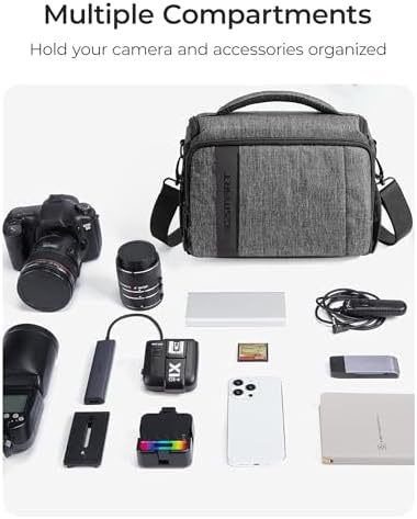 41xxtp2cxel. ac .jpg Kameratasche Bagsmart Spiegelreflex DSLR Fototasche mit Regenschutzhülle Grau