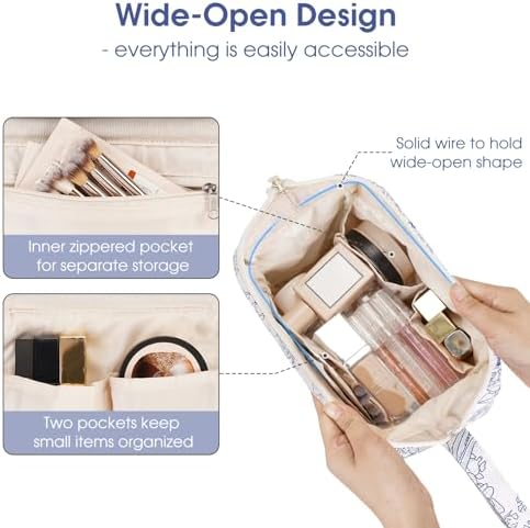 41yotybtzbl. ac 1.jpg Narwey Minzgrün Kulturtasche Damen Reise Make-up-Tasche Weit Offene Tasche Kosmetiktasche