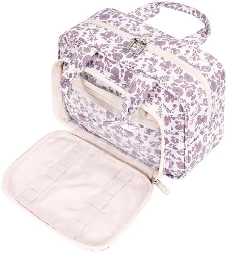 41ykmdgqwcl. ac .jpg Narwey Damen Waschtasche Groß & Kosmetiktasche für Herren & Kinder (Kleine Graublaue Blume)