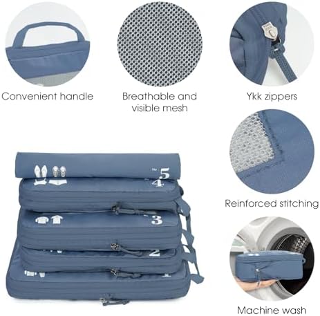 41ykmxyfxl. ac .jpg ECOHUB 5 Teilige Kompression Koffer Organizer Set für Reiseglobalrecyclemax