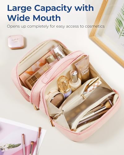 41zuxt5jtol. ac .jpg BagSmart Kosmetiktasche Make-up Organizer Große Kulturbeutel Weit zu öffnende, für Toilettenartikel in Reisegröße, Zubeh