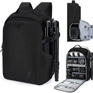 Bagsmart Kamerarucksack, DSLR SLR Kamera-Tasche, Passend für 15,6-Zoll Laptops, Wasserfeste Fotorucksack mit Regenschutz