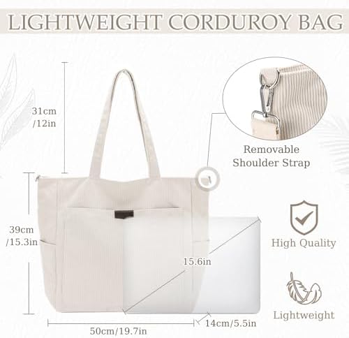 41a lqlmmpl. ac .jpg Chase Chic Cord Tasche Große Shopper Tasche Damen Laptoptasche Handtasche für Arbeit und Schule mit Riemen