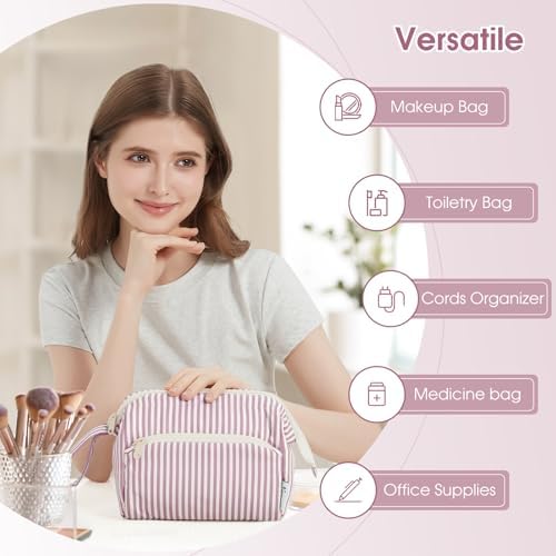 41a5unlhhsl. ac 1.jpg Narwey Minzgrün Kulturtasche Damen Reise Make-up-Tasche Weit Offene Tasche Kosmetiktasche