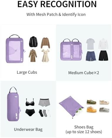 41a81j7texl. ac .jpg ECOHUB 5 Teilige Kompression Koffer Organizer Set für Reiseglobalrecyclemax