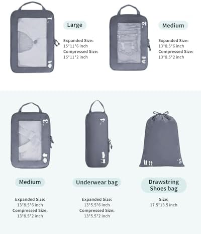 41a9oqdcol. ac .jpg ECOHUB 5 Teilige Kompression Koffer Organizer Set für Reiseglobalrecyclemax