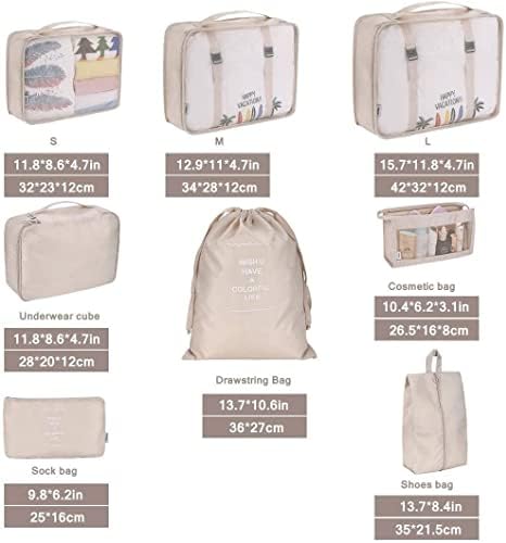 41asuh8vx4l. ac .jpg LSLANSOON Reiseverpackung für Beige Reisewürfel - leicht und faltbar, perfektes Gepäckaufbewahrungset für Touristen (Bei