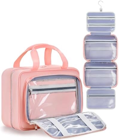 41agvf9loel. ac .jpg Chakipee Wasserdichte Reisekulturbeutel zum Aufhängen für Damen – Leichte Waschtasche mit Klarfenster, Ideal für Make-up