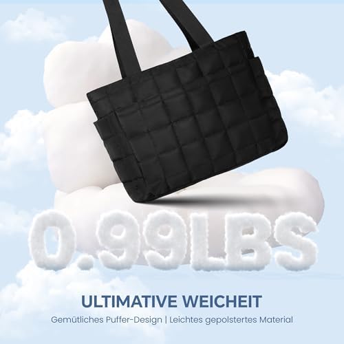 41aum0ogj3l. ac .jpg Befen Puffer Tote Bag Damen Groß Handtasche Sporttasche Tragbare Laptoptasche 15,6 Zoll mit Reißverschluss für Reisen, S