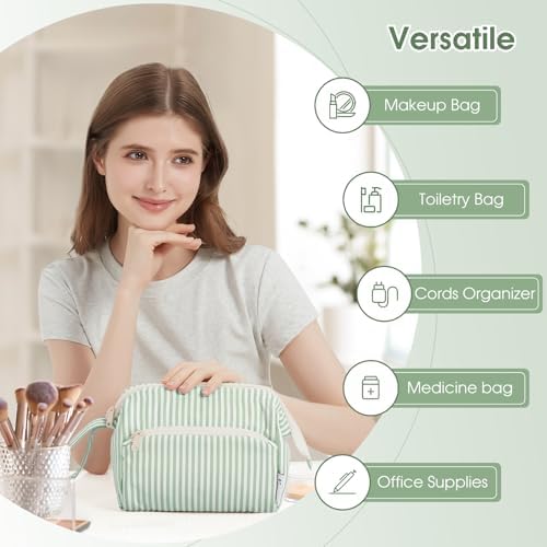 41bewix7crl. ac 1.jpg Narwey Minzgrün Kulturtasche Damen Reise Make-up-Tasche Weit Offene Tasche Kosmetiktasche