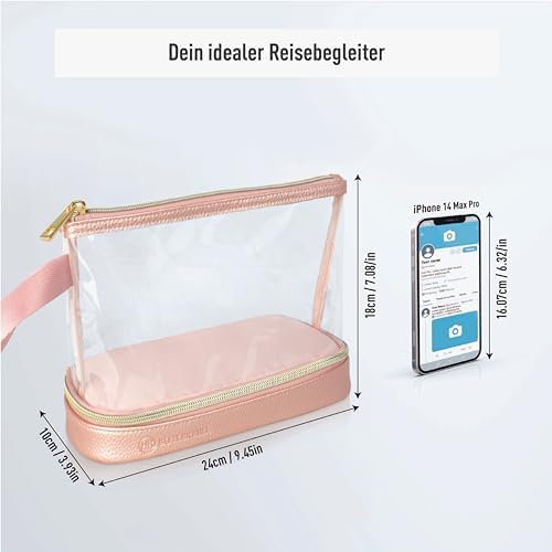 41bhaloudl. ac .jpg BUTLERBELL Transparenter Kulturbeutel | Bliktdicht | Reisegepäck-Damen & Herren (Schwarz) | Flüssigkeiten transportieren