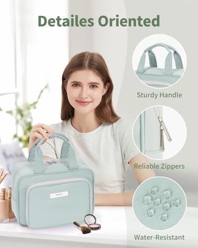 41bo utpjtl. ac .jpg Narwey Damen Waschtasche Groß & Kosmetiktasche für Herren & Kinder (Kleine Graublaue Blume)