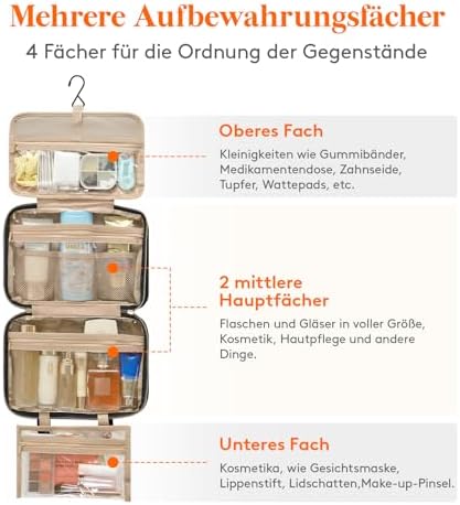 41bqfe9aofl. ac .jpg Lifewit Reise Kulturbeutel Damen zum Aufhängen mit Organizer Funktion Groß Pink Recycled Claim Standard 100