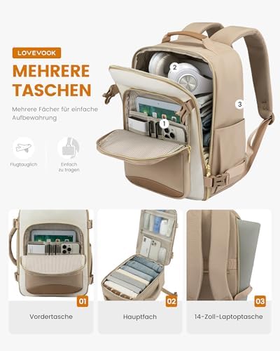 41c q reedl. ac .jpg LOVEVOOK Ryanair Handgepäck für Damen Herren | Carry On Tasche 40x30x20cm | Eurowings Wizz Cabine Richtung | Laptop Komp