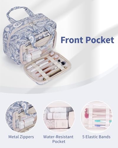 41chejnmazl. ac .jpg Narwey Damen Waschtasche Groß & Kosmetiktasche für Herren & Kinder (Kleine Graublaue Blume)