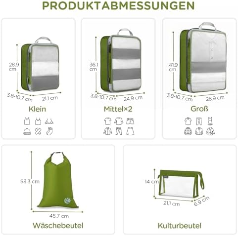 41cmflibpgl. ac .jpg Cipway Kompression Koffer Organizer Set für Reiseorganizer