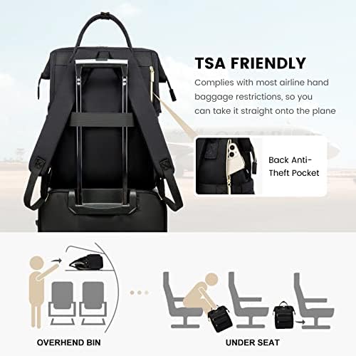 41ctyvngdl. ac .jpg LVOOK Rucksack Damen 15,6 Zoll Laptop Schulrucksack Wasserdicht mit USB & Laptopfach, ideal für Arbeit, Schule & Uni, Re