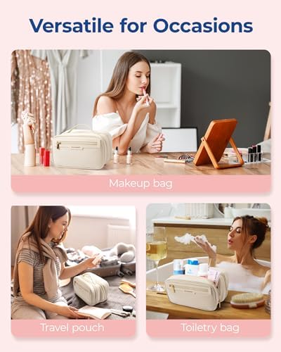 41d l2zhqql. ac .jpg BagSmart Kosmetiktasche Make-up Organizer Große Kulturbeutel Weit zu öffnende, für Toilettenartikel in Reisegröße, Zubeh