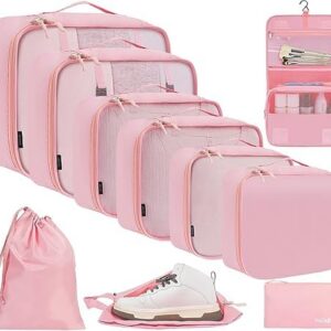 BAGAIL 10er-Set Packwürfel - Global Recycled Standard für Reisezubehör und Handgepäckkoffer – Rosa