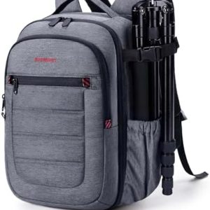 BagSmart Kamerarucksack Wasserdicht für Fotografen, 15,6-Zoll Laptopfach, Schwarz