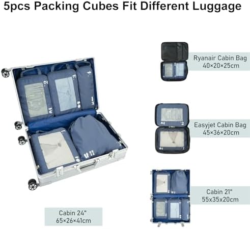 41duo7l2rhl. ac .jpg ECOHUB 5 Teilige Kompression Koffer Organizer Set für Reiseglobalrecyclemax