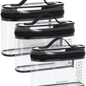TSA-zugelassener Kulturbeutel Bagsmart, Reisetasche in Quart-Größe, Reisezubehör fürs Handgepäck, Schwarz, 3 Stück