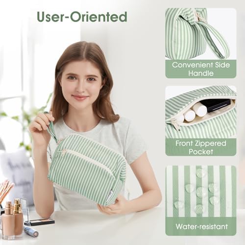 41dpy8zprpl. ac 1.jpg Narwey Minzgrün Kulturtasche Damen Reise Make-up-Tasche Weit Offene Tasche Kosmetiktasche